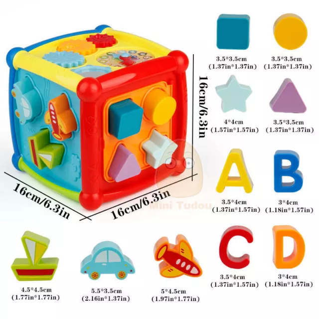 Activity Cube Toy with Bead Maze Shape Sorter for Toddler 1 Year Old Boy Girl