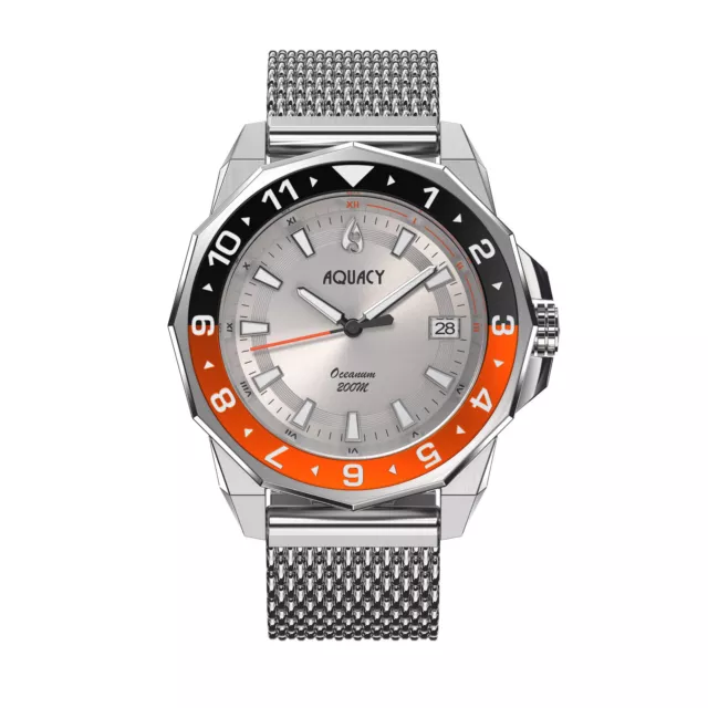 Aquacy Hei Matau Oceanum Men's Automatic 200M Silver Dial Dive Watch ON.SL.O.BK