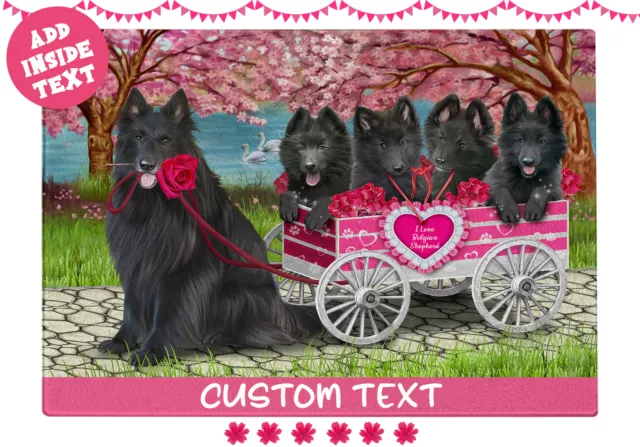 Belgian Shepherd Dog Cutting Board Tempered Glass Personalized Christmas NWT