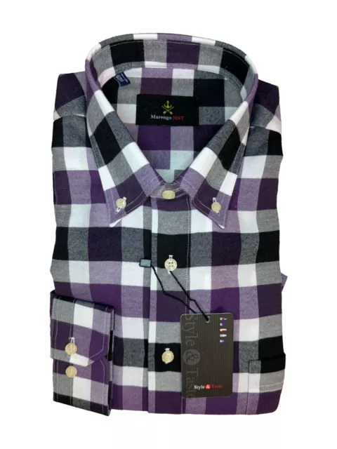 Marengo Purple Check Shirt Mens Formal Suit Top Shirts Casual Large 16" (S50)