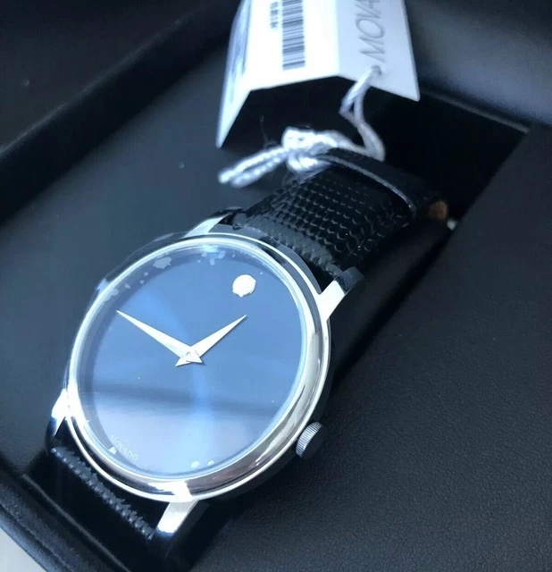 Movado Unisex Swiss Museum Classic Black Leather Strap Watch 40mm. Brand New.