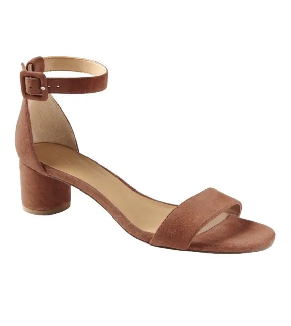 NIB Banana Republic Bare Low Block-Heel Sandal Nutmeg NEW Sold Out