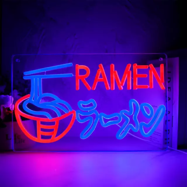 Ramen Neon Sign, LED Dimmable Japanese Noodles Neon Signs for Wall Decor, Food S
