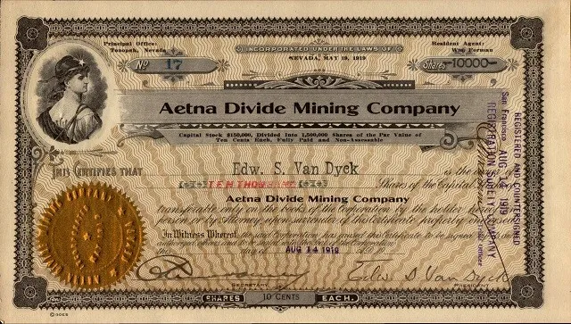 ORPHAN LOT of 9 NEVADA Mining stock certificates