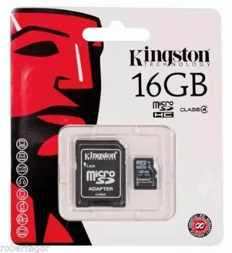 KINGSTON Micro SD 16GB MICROSD Clase 4 SDHC Tarjeta Memoria Card Smartphone SC0