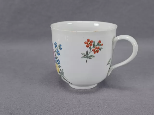 18th Century Frankenthal Hand Painted Pink Rose & Floral Porcelain Coffee Cup 2