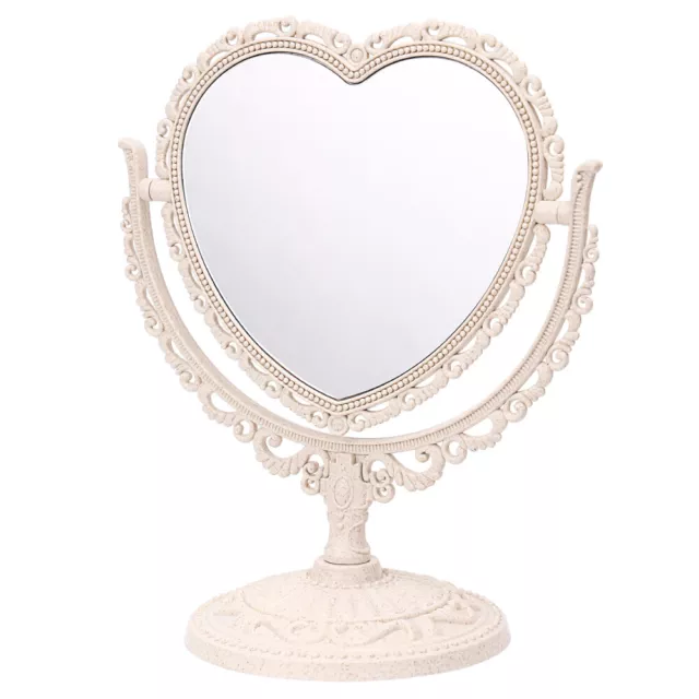 Maquillaje de escritorio con espejo en forma de corazón de doble cara con aumento