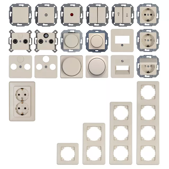Kopp Europa cremeweiß UP Antenne Dimmer Schalter Steckdose Rahmen Taster TAE UAE