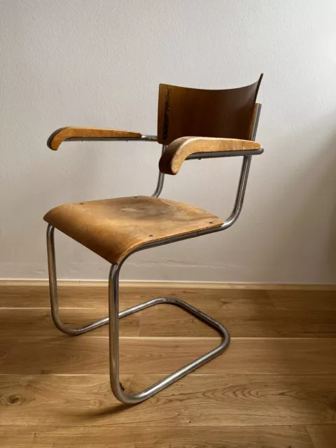 Original Thonet S43 Bauhaus Freischwinger Sessel Stahlrohrstühle Mart Stam