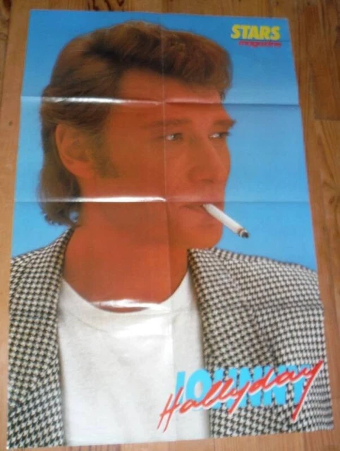POSTER GANT AFFICHE STARS magazine JOHNNY HALLYDAY avec cigarette 57 cm X  85cm EUR 7,00 - PicClick FR