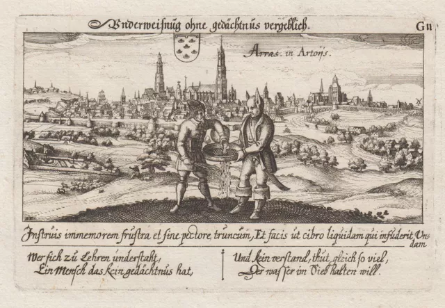 Arras Dept. Pas-De-Calais Original Kupferstich Meisner 1678