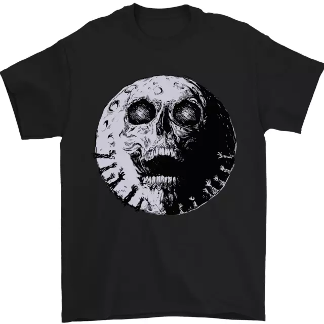 T-shirt biker zombie da uomo luna teschio gotica Halloween 100% cotone