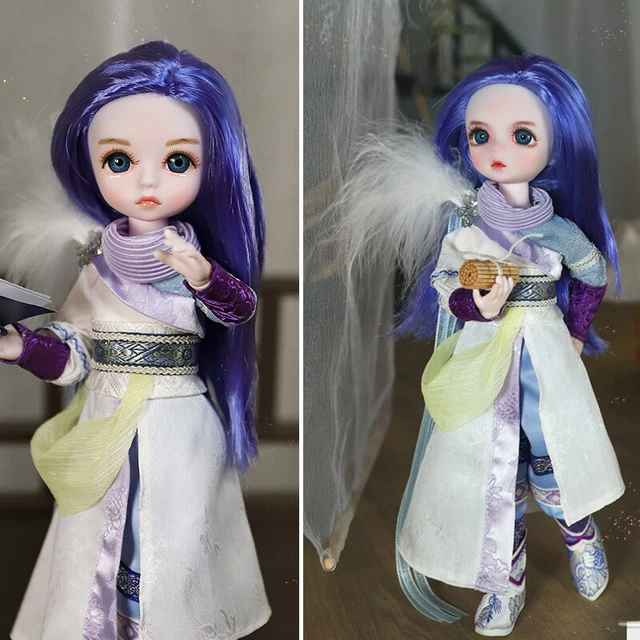 Bambola BJD articolata 1/6 sfera ragazze trucco viso assemblata set completo antichi vestiti