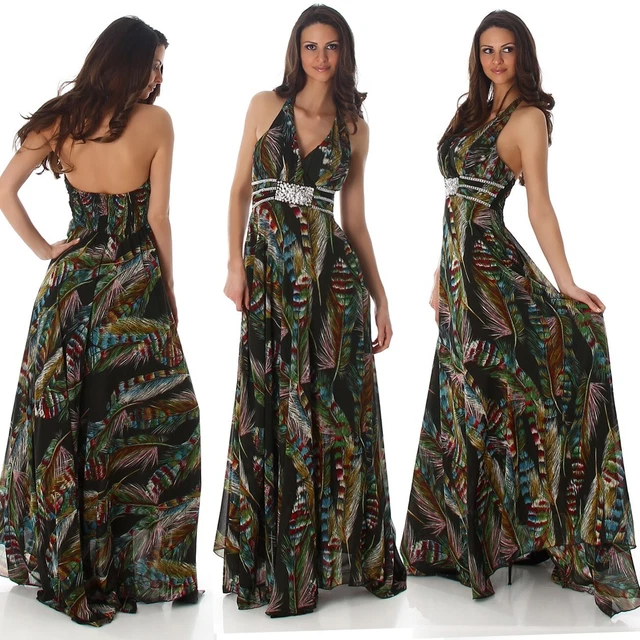 Abito Donna Elegante Vestito a Fiori Tubino Estivo Lungo da Cocktail Cerimonia S