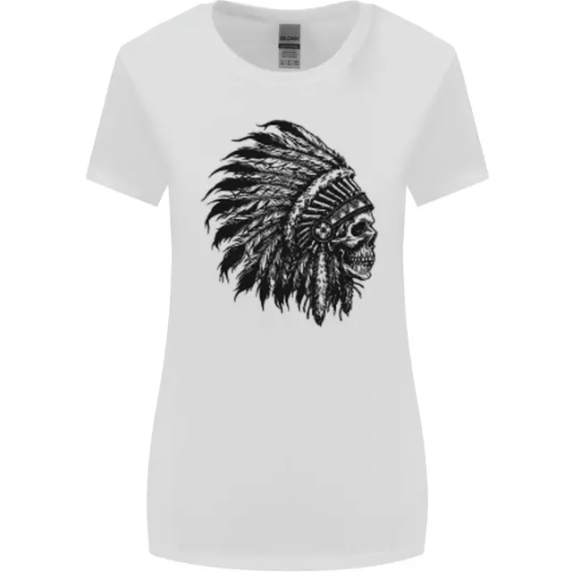 Indian Skull Headdress Biker Motorbike Womens Wider Cut T-Shirt