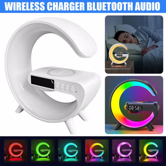 Wireless LED Lamp Smart G Bluetooth Speaker Charger RGB Alarm Clock Night Light 2