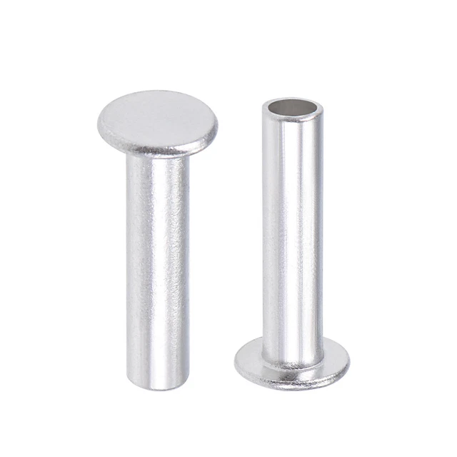 50 pz M5 x 22mm alluminio testa piatta rivetti Semi-Tubolare tono argento