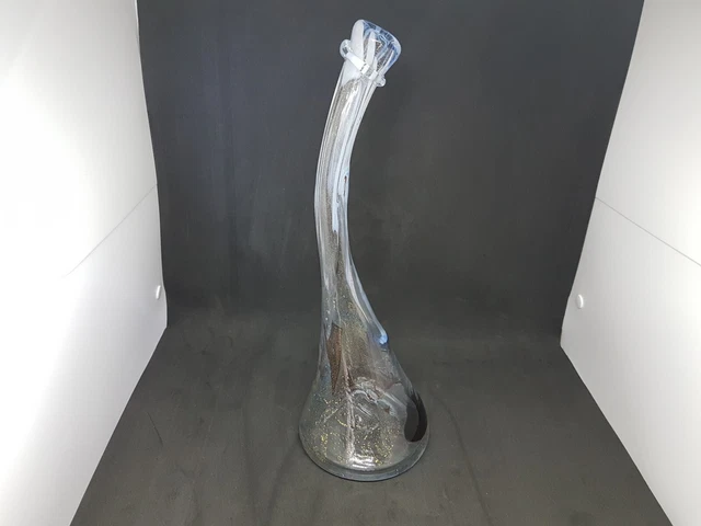 Vase En Verre Soufflé à La Main, Tourbillon Blanc Et Gris, Fait Main, Super Lourd, 20 Cm De Haut, Déco Intérieure Unique