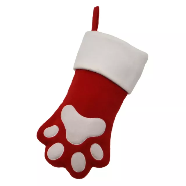 Deluxe Christmas Cat Dog Paw Print Pet Stocking Sack Luxury Santa Treat Filler