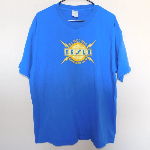 Electric Tesla Summer Jam Tee Shirt Adult XL 2006 Concert Band Music Tour Blue