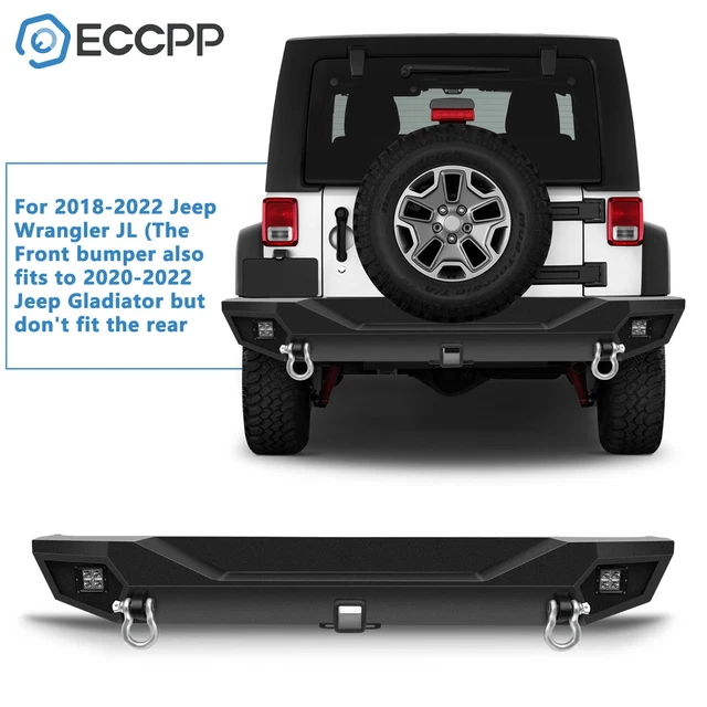 ECCPP REAR BUMPER for 2018-2022 Jeep Wrangler JL W/ Hitch Receiver LED
