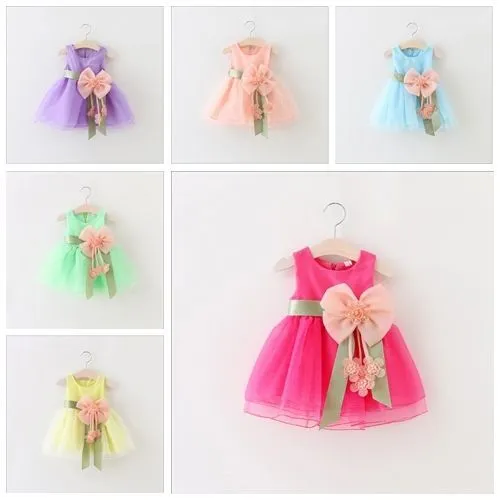 Toddler Infant Kids Baby Girls Summer Dress Princess Party Wedding Bow Dresses