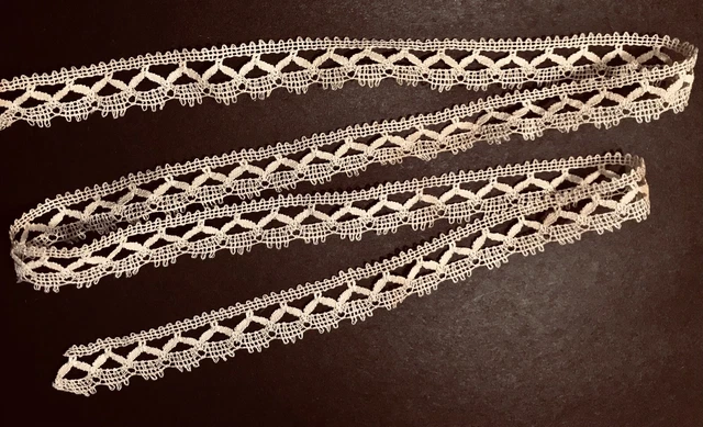 Vintage Salvage Remnants Maltese Border Bobbin Lace Geometrical Style 30 x 1/2" Vintage Salvage Remnants Maltese Border Bobbin Lace Geometrical Style 30 x 1/2"