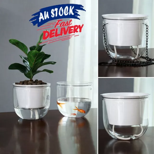 Clear Self Watering Plant Flower Pot Desktop/Hanging Planter Home Garden Decor