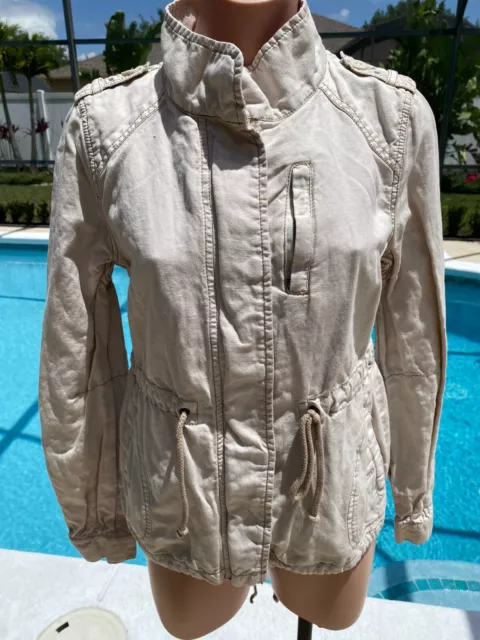 Anthropologie Daughters of The Liberation Ivory  Linen Blend Jacket Womens sz 8