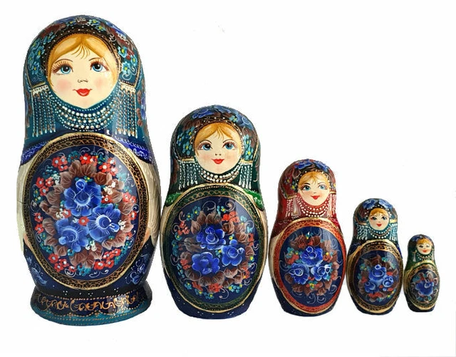 Matriochka Verte – Poupées Russes Emboîtables – Peinte à La Main Par Titova