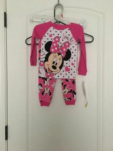 2 Piece Disney Minnie Mouse Toddler Girls Pajama Set Pants Shirt Choose Size