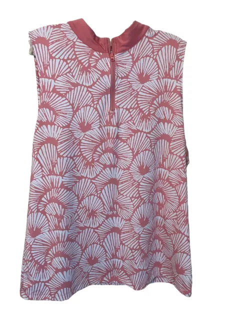 Tommy Bahama Golf Sleeveless 1/4 Zip Mock Neck Top Pink Print Size XL