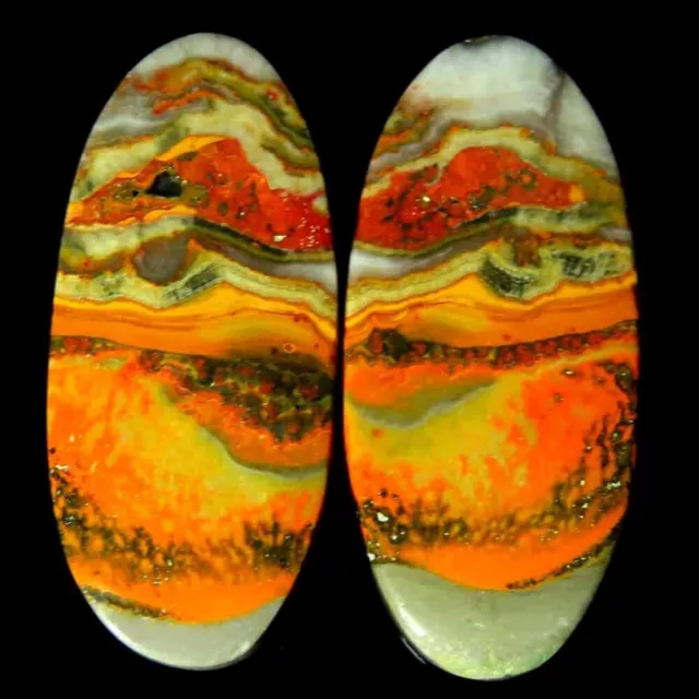 48.20Cts.100%Natural Bumble Bee Eclipse Jasper Oval 16x36x4mm Pair Cab Gemstone