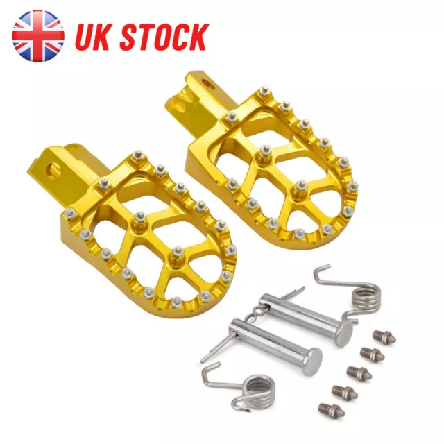 CNC Race Pit Bike Wide Fat Footpegs Pedal Rests For Honda CRF50 XR70 CRF110 Gold