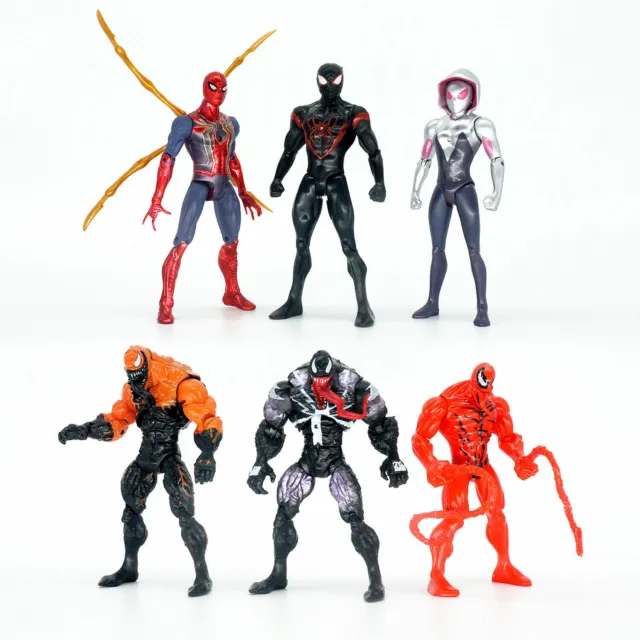 6 Pcs Marvel Spider Man Black Red Venom Gwen 17cm Action Figure Model Collection