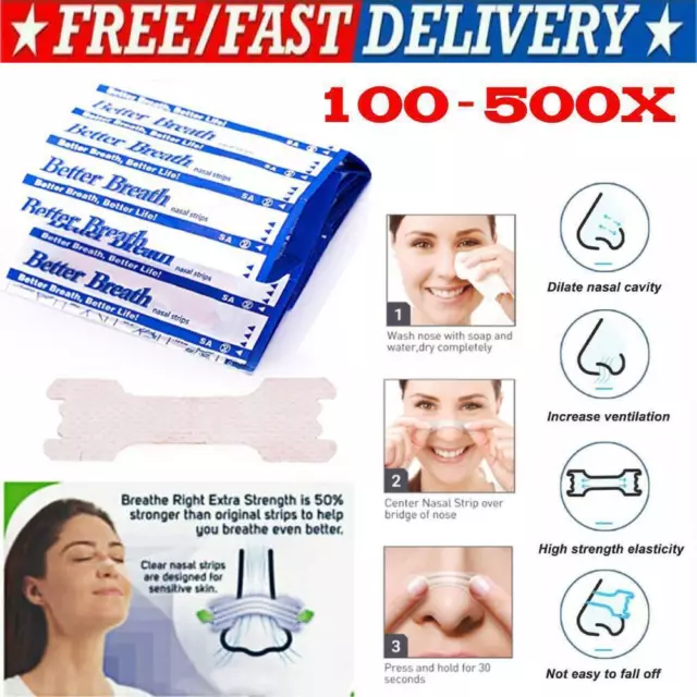 100X~500X Nasal Strips Breathe Nose Better Reduce Snoring Right Sleep Now Hot