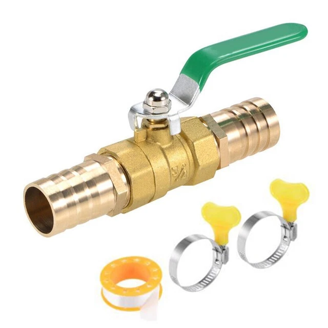 25mm Hose Hook Brass Valve with Plastic Coated Lever Handle and Hose Clamps