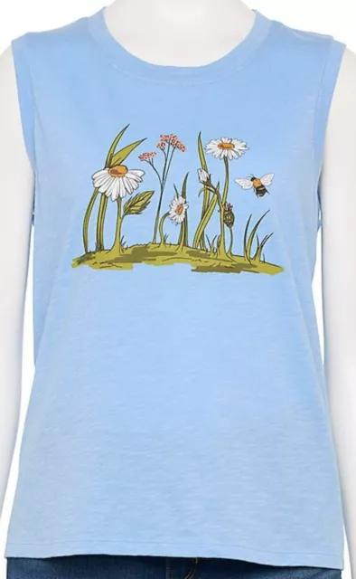 Sonoma blue daisies muscle tee shirt tank top NWT womens XL