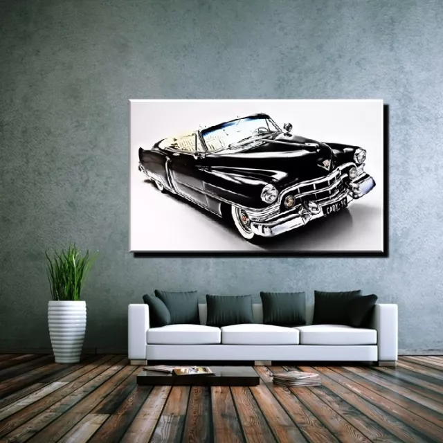 LEINWAND BILD  XXL POPART CADILLAC CABRIO OLDTIMER  ABSTRAKT GOLD S/W BIS 150x90