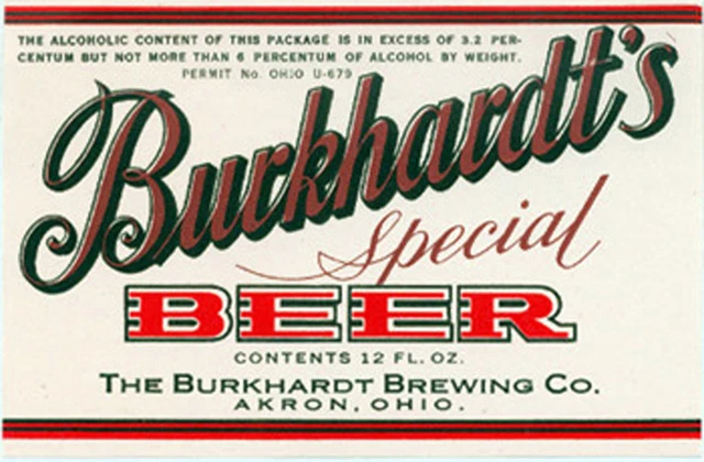 Burkhardt Brewing Beer Label T Shirt Akron Oh Sizes Small-Xxxlarge (F)
