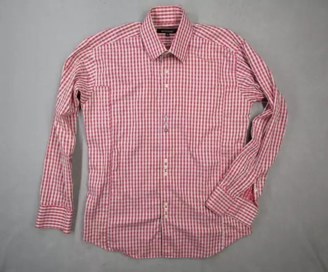 Bogosse Dress Shirt Mens Large 4 Red Check Button Up Designer Work Cotton