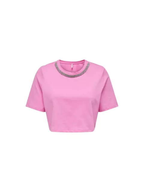 Top Only da donna a maniche corte, tessuto 100% cotone, colore Rosa Modello: ...