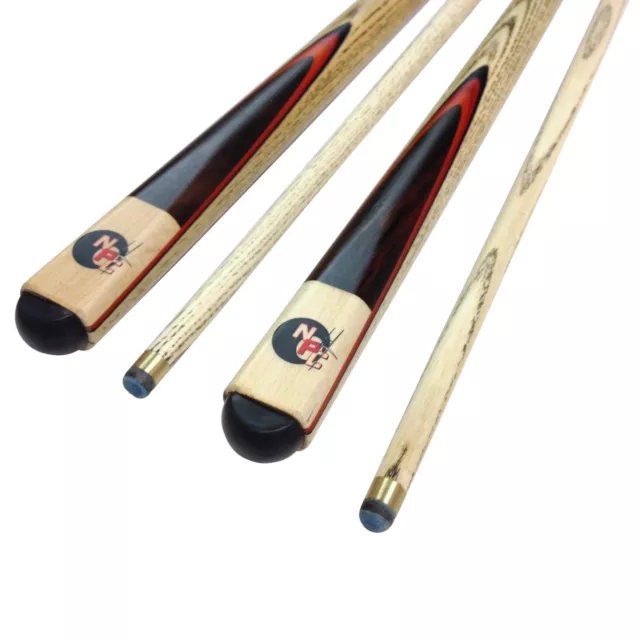FULL ASH WOODEN POOL SNOOKER BILLIARD CUE SET 2x Two Piece Cues