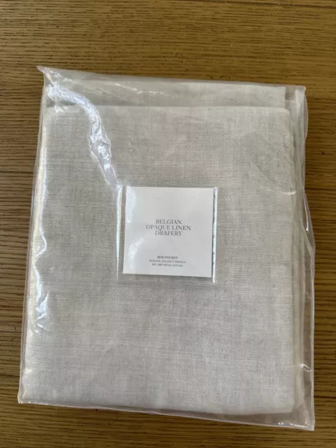 ONE Restoration Hardware Opaque Belgian Linen Drape 50x84 Sand NEW
