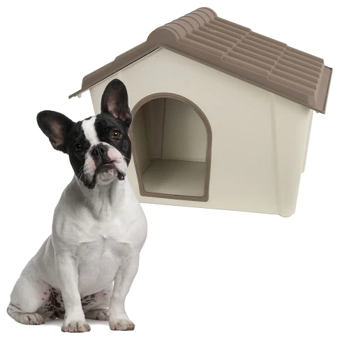 Caseta de resina 79x59xH60 para perros medianos resistente a la intemperie