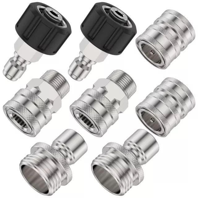 8x Pressure Washer Adapter Set 5000PSI M22 to 3/8inch Quick Connect Fittings☯