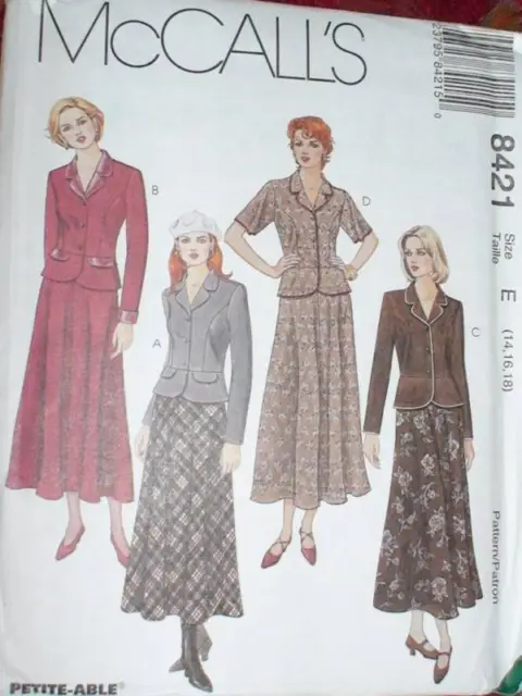 8421 Vintage McCalls SEWING Pattern Misses Jacket Skirt UNCUT OOP NEW SEW FF NOS