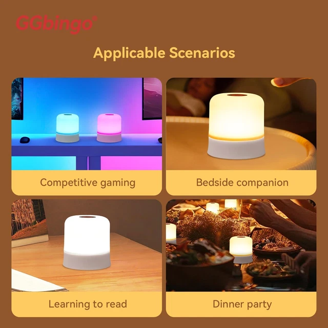 GGBINGO TOUCH NIGHT Light RGB Dimmable Rechargeable Remote UK £15.99 ...