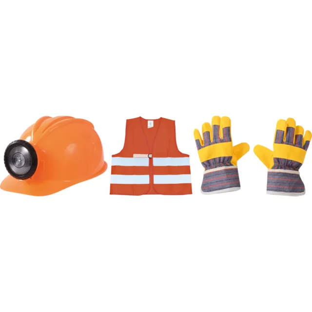 EDUPLAY Bauhelm & Warnweste & Handschuhe, orange (1 Set, 4-teilig)