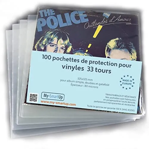 50 POCHETTES INTERIEURES EN PAPIER DOUBLEES NOIRES POUR VINYLES 33T 33 TOURS